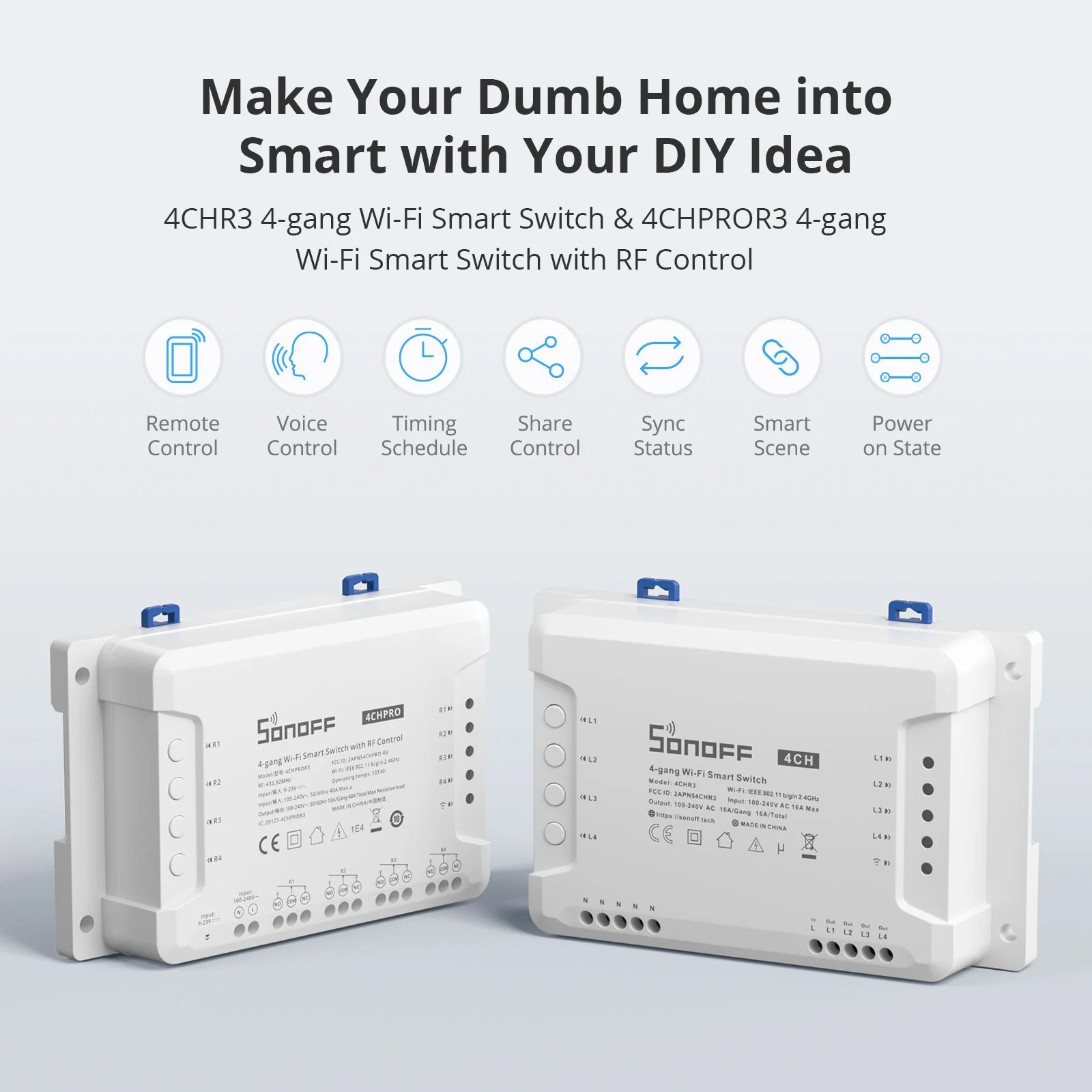 SONOFF 4CHR3 & 4CHPROR3 4-gang Wi-Fi Smart Switch with RF Control - Image 4