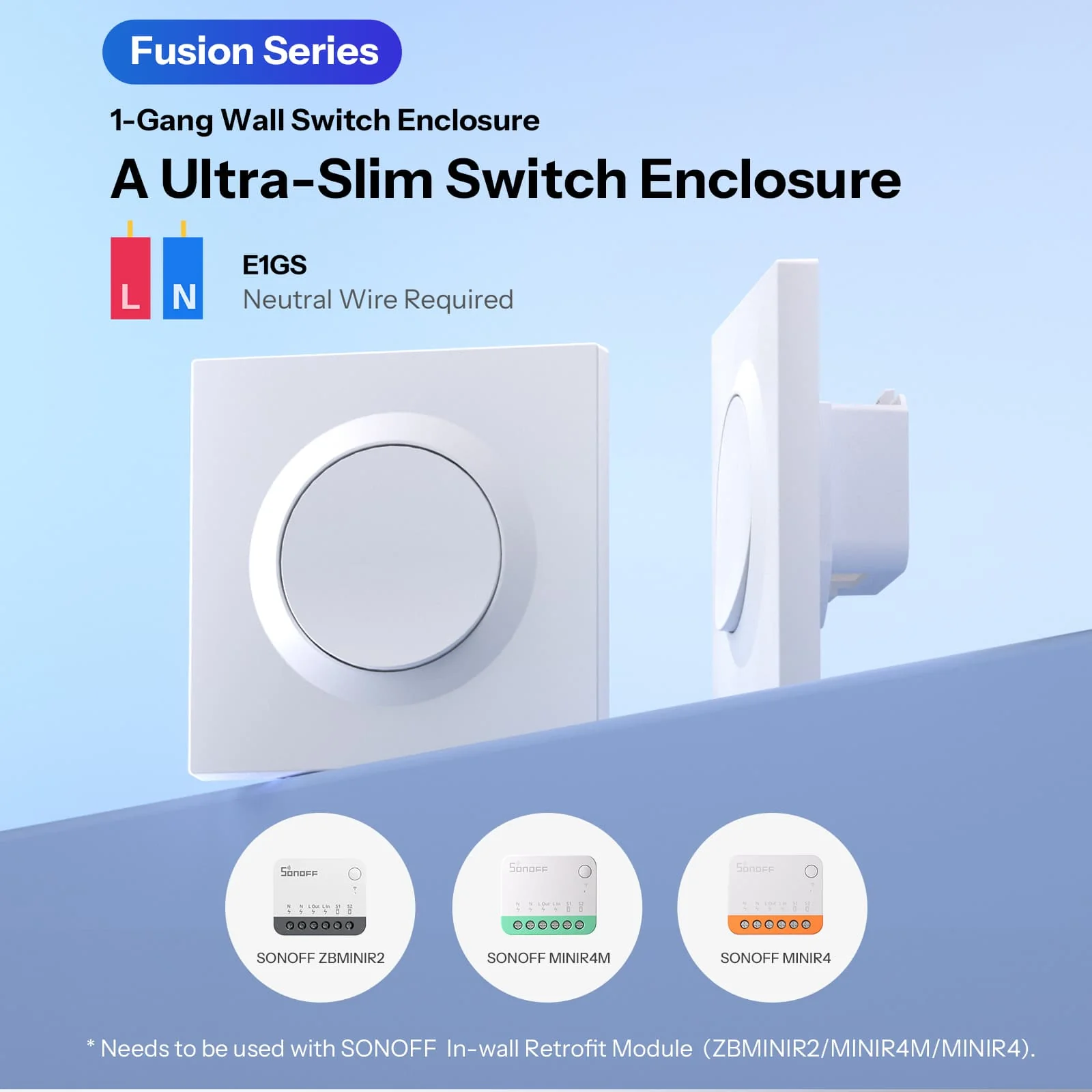 SONOFF Fusion Series 1-Gang Wall Switch Enclosure | E1GS/E1GSL - Image 3